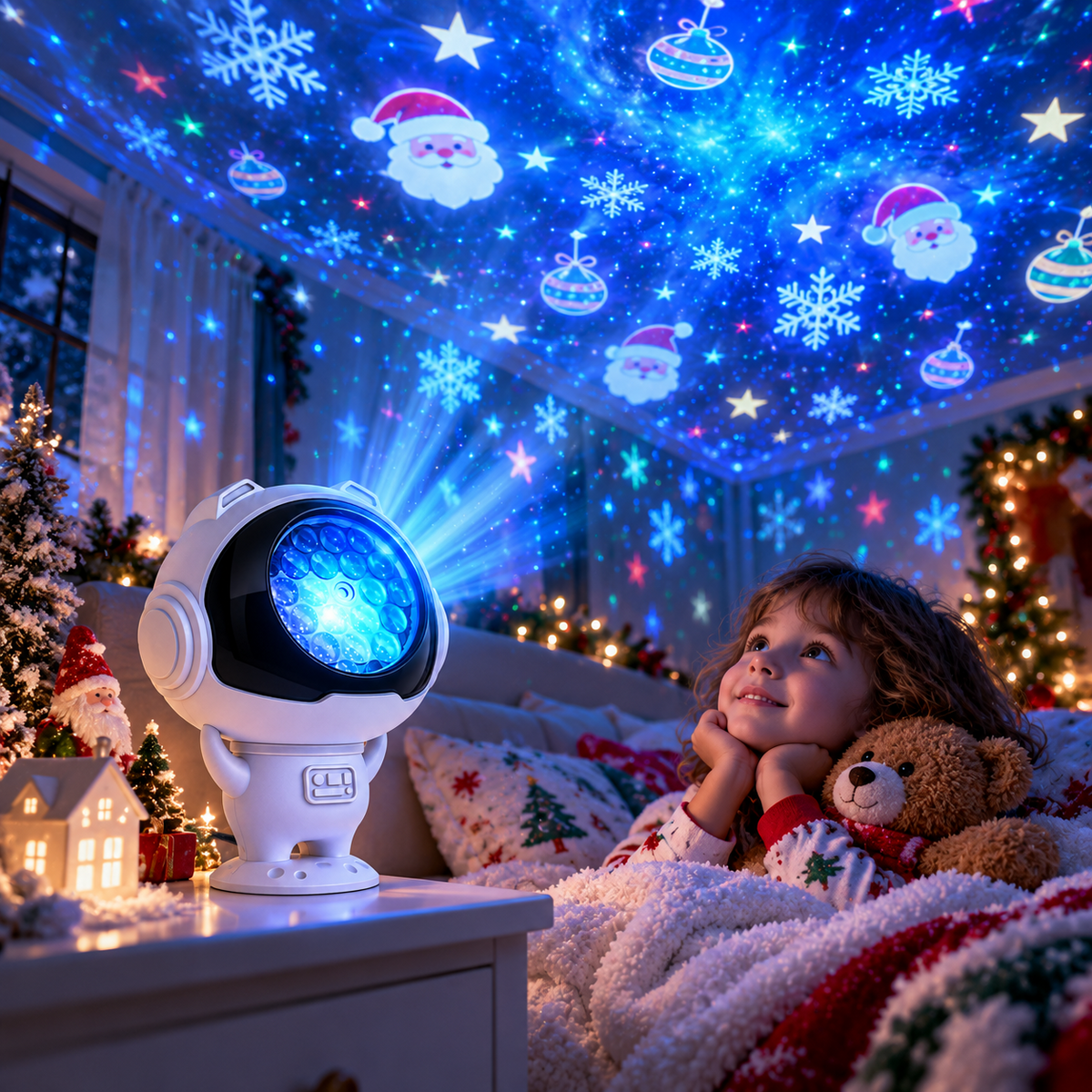 2026 New Upgraded 4K Smart Dynamic 5D Holographic Night Light Projector, 2-in-1 Galaxy & Ocean Star Ceiling Projector with 24 HD Films, 360° Flexible USB Powered Lamp for Bedroom Decor & Car GIft