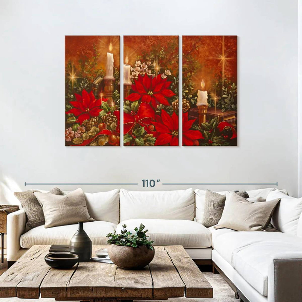 Elephant Stock Moonlit Skaters Wall Art - Horizontal Multi Panel Canvas - Living Room Wall Decor - Holiday Multi Panel - Blue And White Decor By Marilyn Dunlap - 74" x 48"