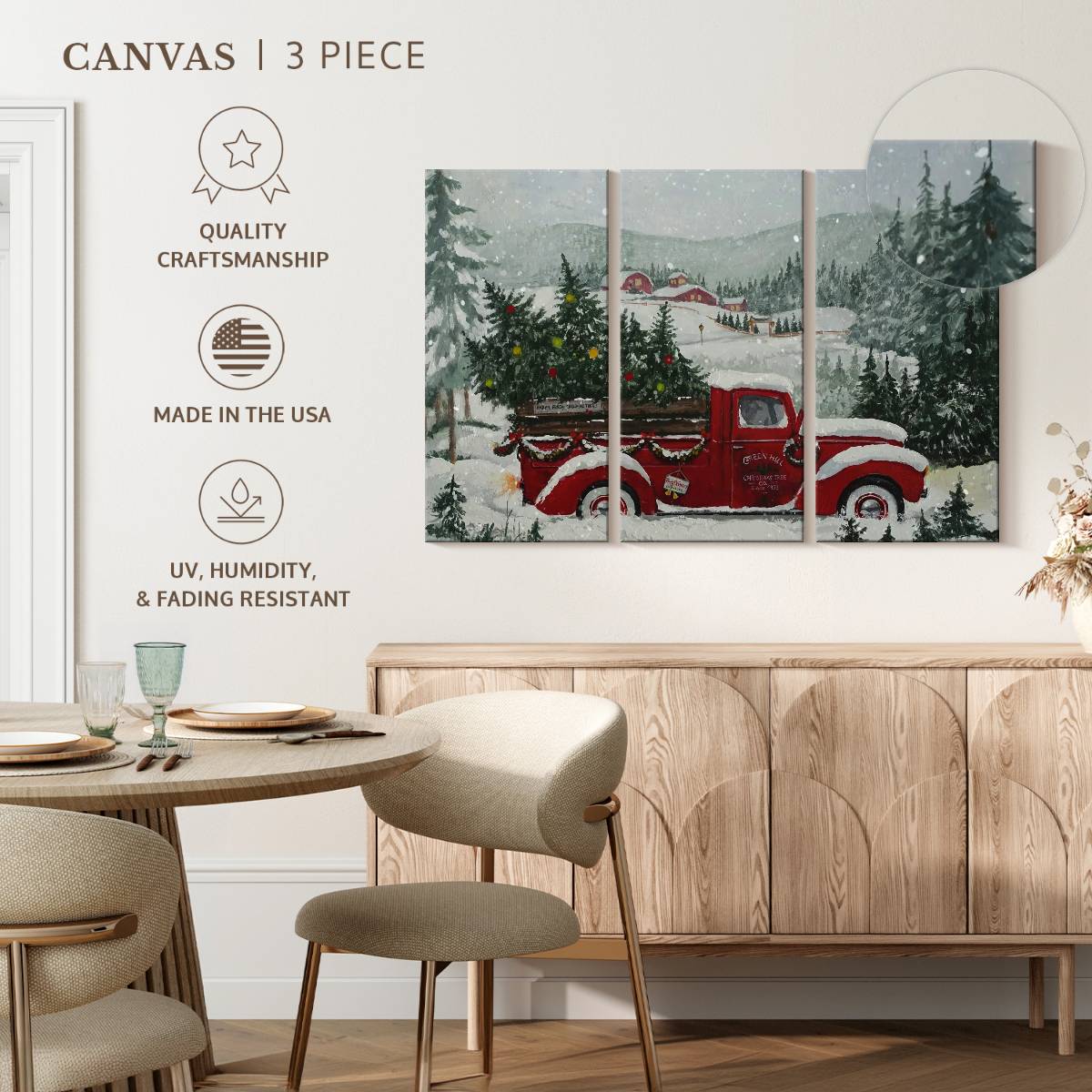 Elephant Stock Moonlit Skaters Wall Art - Horizontal Multi Panel Canvas - Living Room Wall Decor - Holiday Multi Panel - Blue And White Decor By Marilyn Dunlap - 74" x 48"