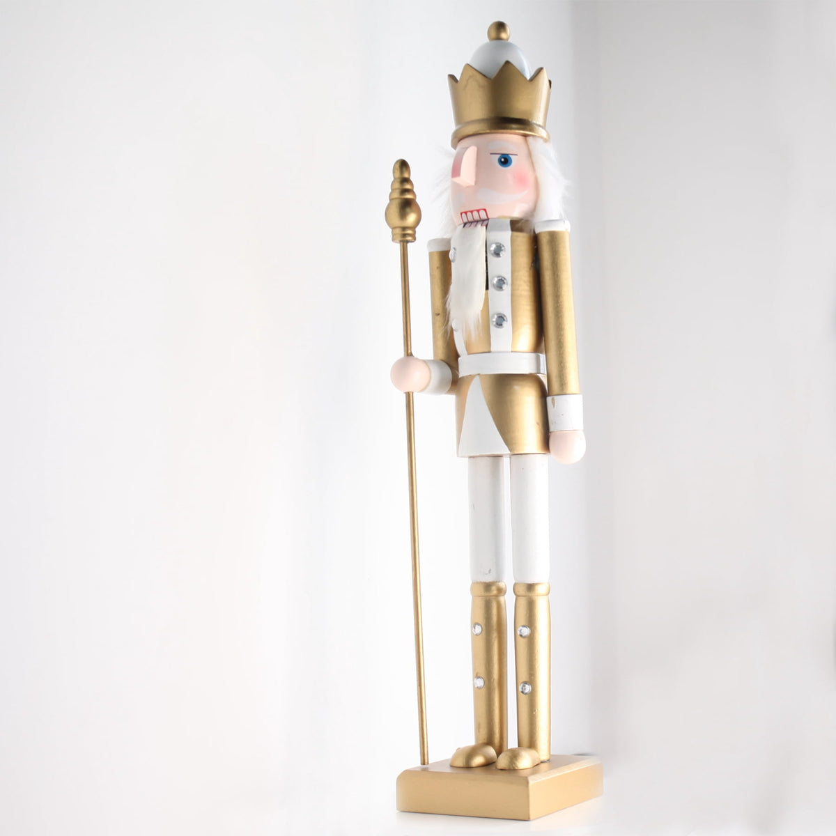20 inch Golden Xmas Nutcracker Christmas Decoration Wooden Decorative Nutcracker Xmas King Doll