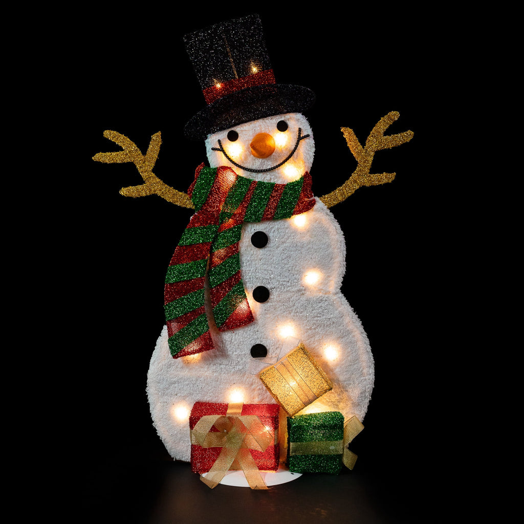 Northlight Lighted Smiling Snowman with Gifts Outdoor Christmas Decoration - 31" - Clear Lights