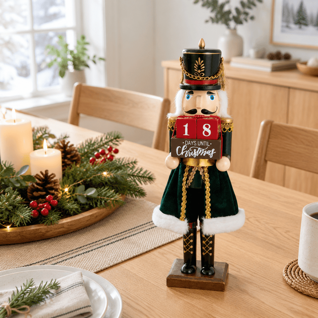 12-inch Wooden Christmas Nutcracker Countdown Decorative Advent Figure