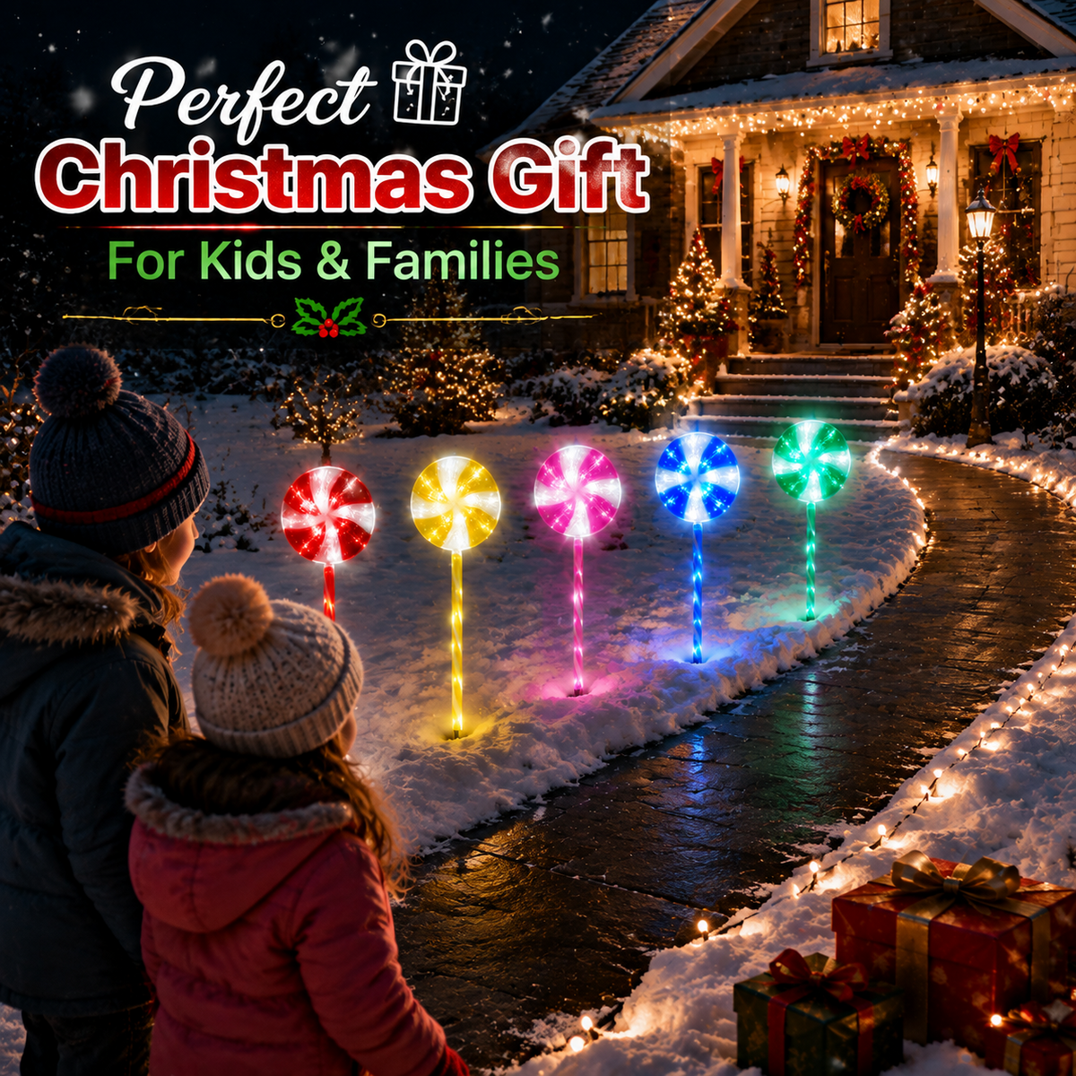 2 Pack Solar Powered Christmas Tree Lights, Outdoor Holiday Decor with 40 Bright LEDs, Waterproof Xmas Garden Decorations for Pathway, Yard, Grave and Lawn