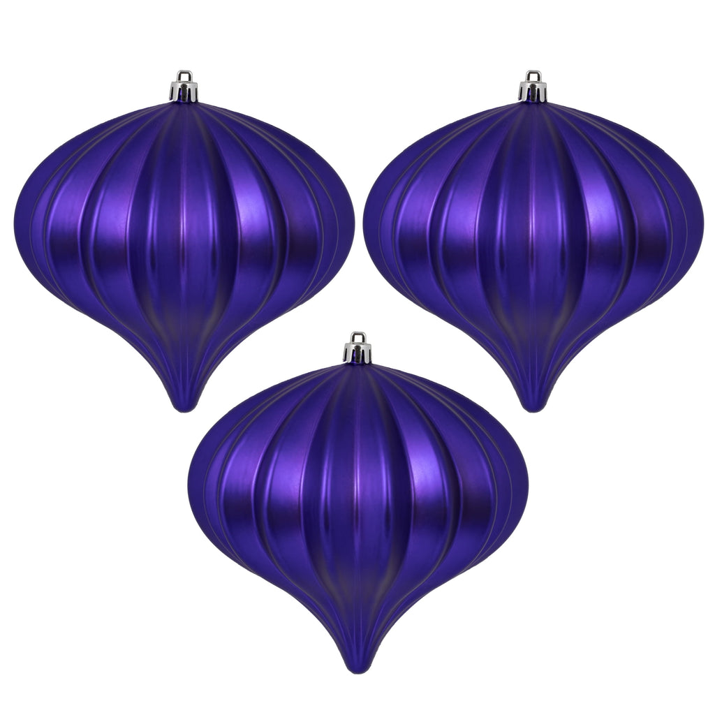Vickerman 5.7" Burnished Orange Matte Onion Christmas Ornament, UV treated, Set of 3