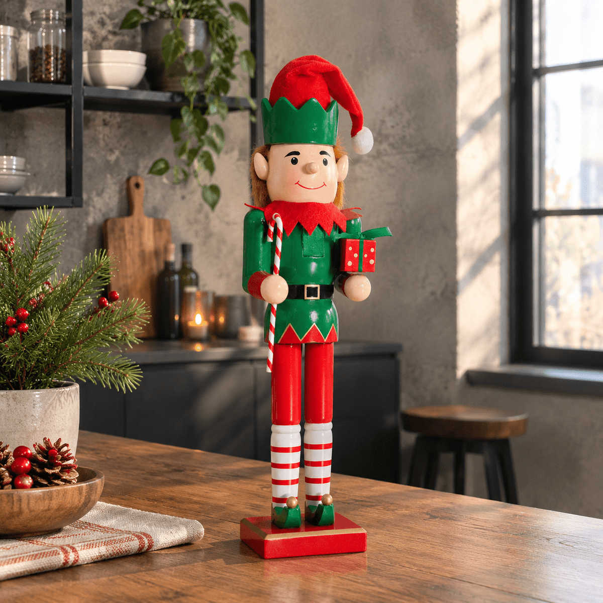 15 Inch Wooden Christmas Nutcracker Decorative Holiday Figure