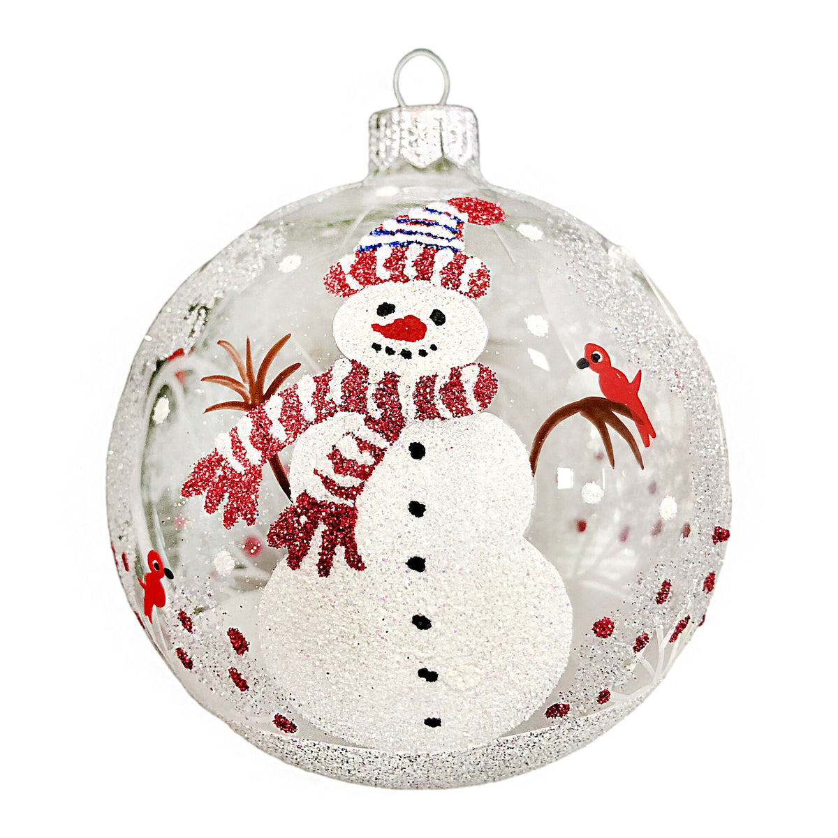 STPgoods Vintage Lanterns Glass Christmas Ball Ornament Set 2 Pcs 3.94" Hand-Painted Christmas Tree Ornaments Christmas Tree Hanging Decoration, Blue Pink