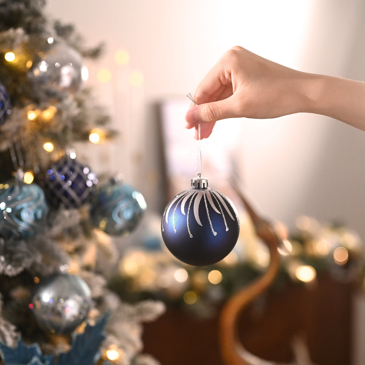 Valery Madelyn 16ct 3.15" Christmas Ball Ornaments, Blue Silver Shatterproof Ornaments for Holiday Party