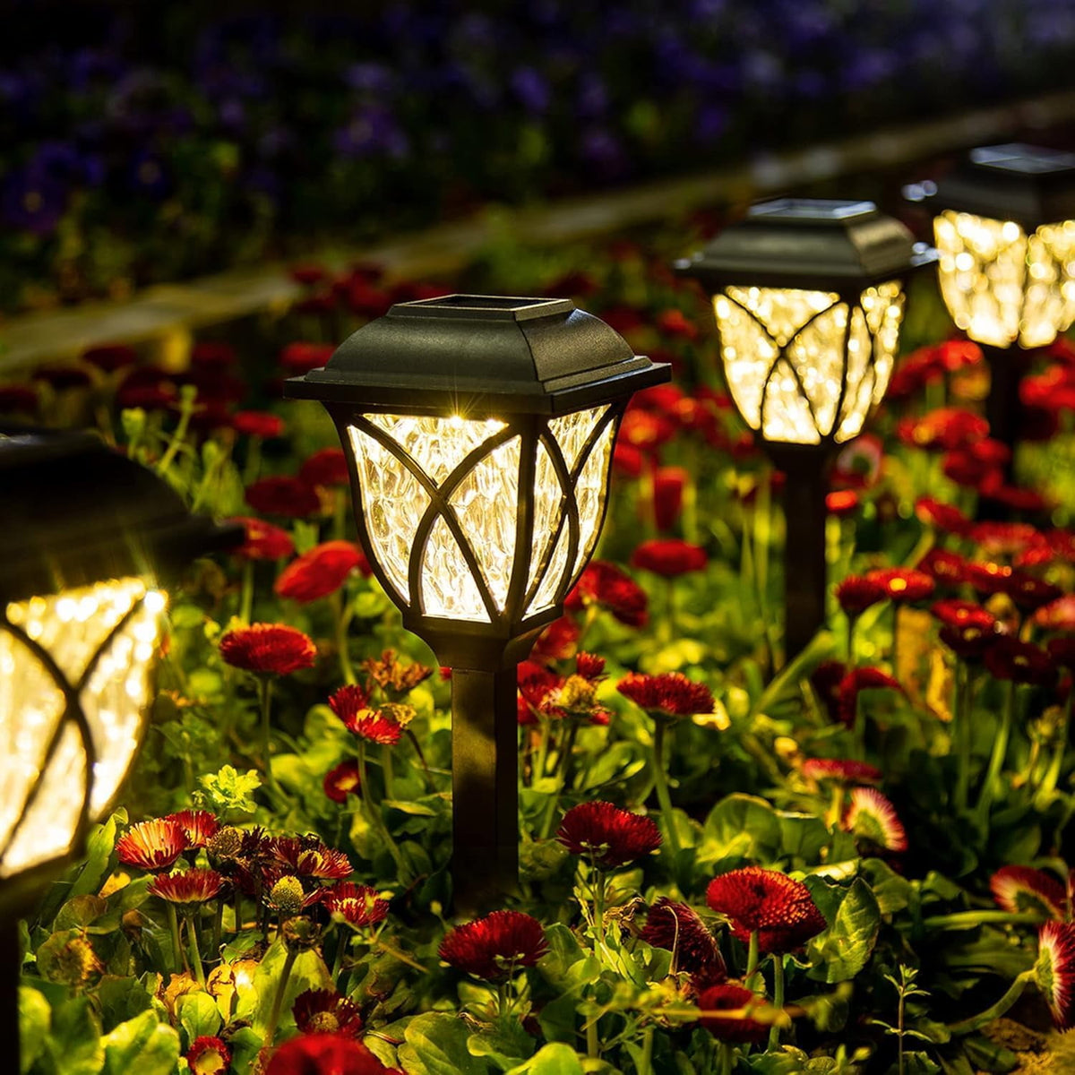SUNLINKCO Solar Pathway Lights Outdoor 8 Pack Waterproof Solar Powered Garden Light, 3000K Warm White LED Path Landscape Lighting, Auto On/Off, Outside Decor Lights for Yard, Walkway, Driveway, Lawn