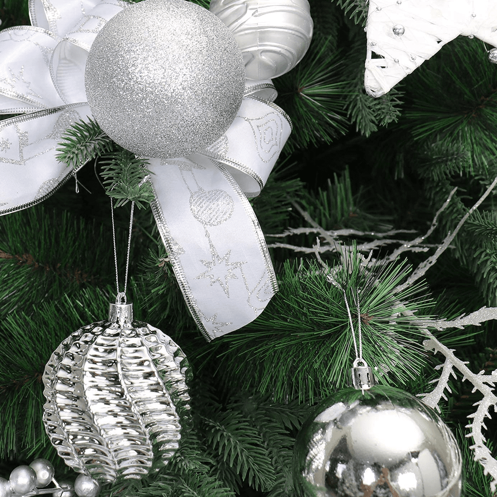 Christmas Ball Ornaments Christmas Tree Decorations Set Shatterproof Big Red Christmas Ornaments Balls for Holiday Party Wreath Xmas Tree Decor - red silver