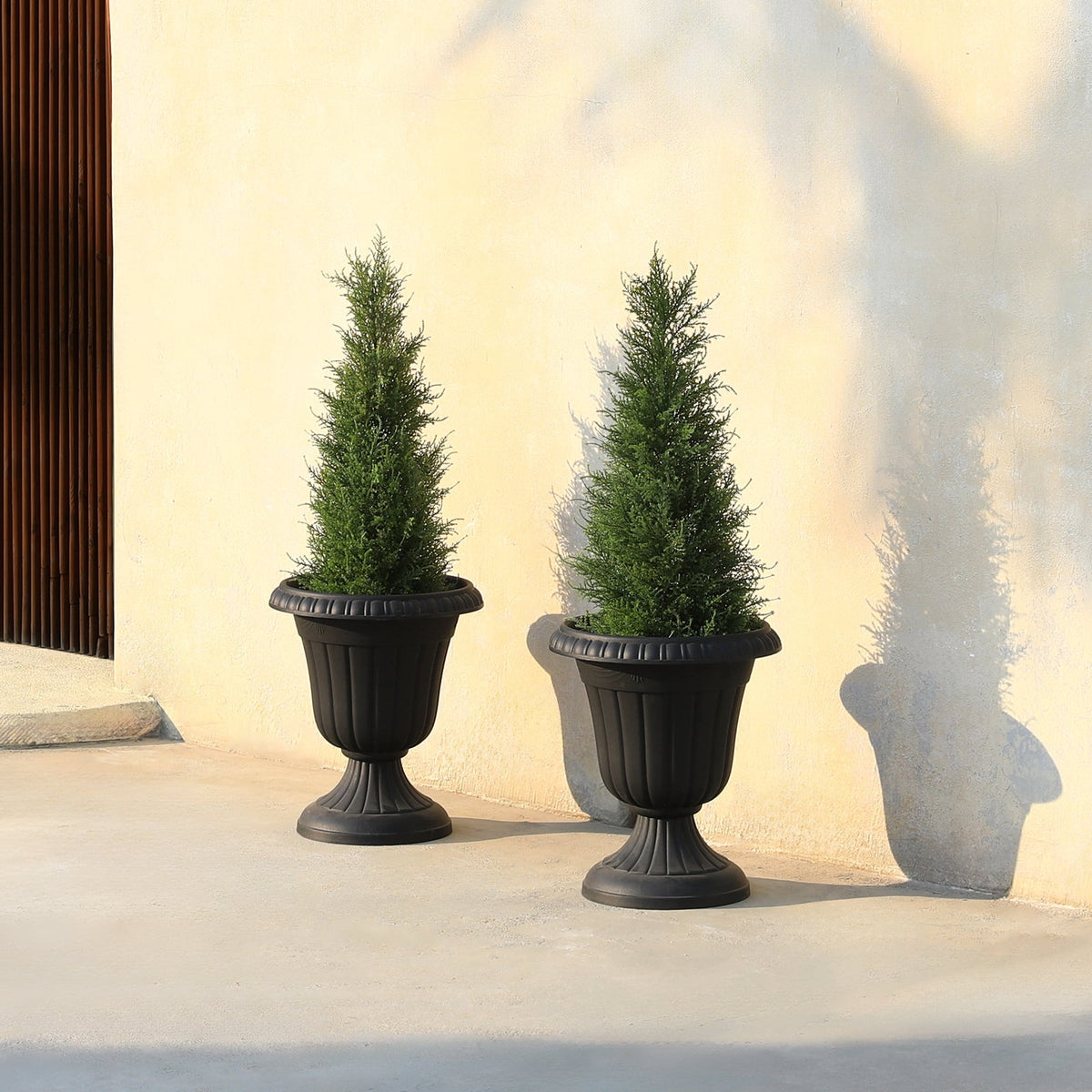 DR.Planzen 2-Pack 3ft Artificial Cedar Topiary Trees, UV-Resistant Outdoor Potted Plants for Porch & Garden Decor