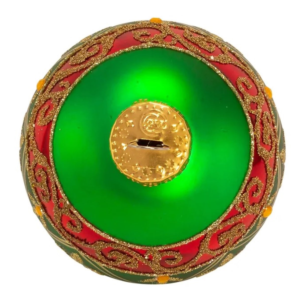 Kurt Adler 80MM Green Glass Ball Ornament With Fleur-De-Lis, 6-Piece Box - 3.15"