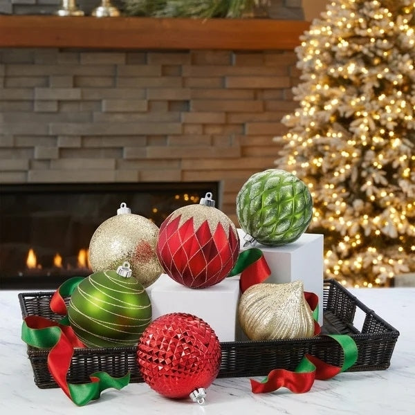 CG Hunter Holiday 6-Piece Shatter Resistant 6-inch Ornaments Red/Green