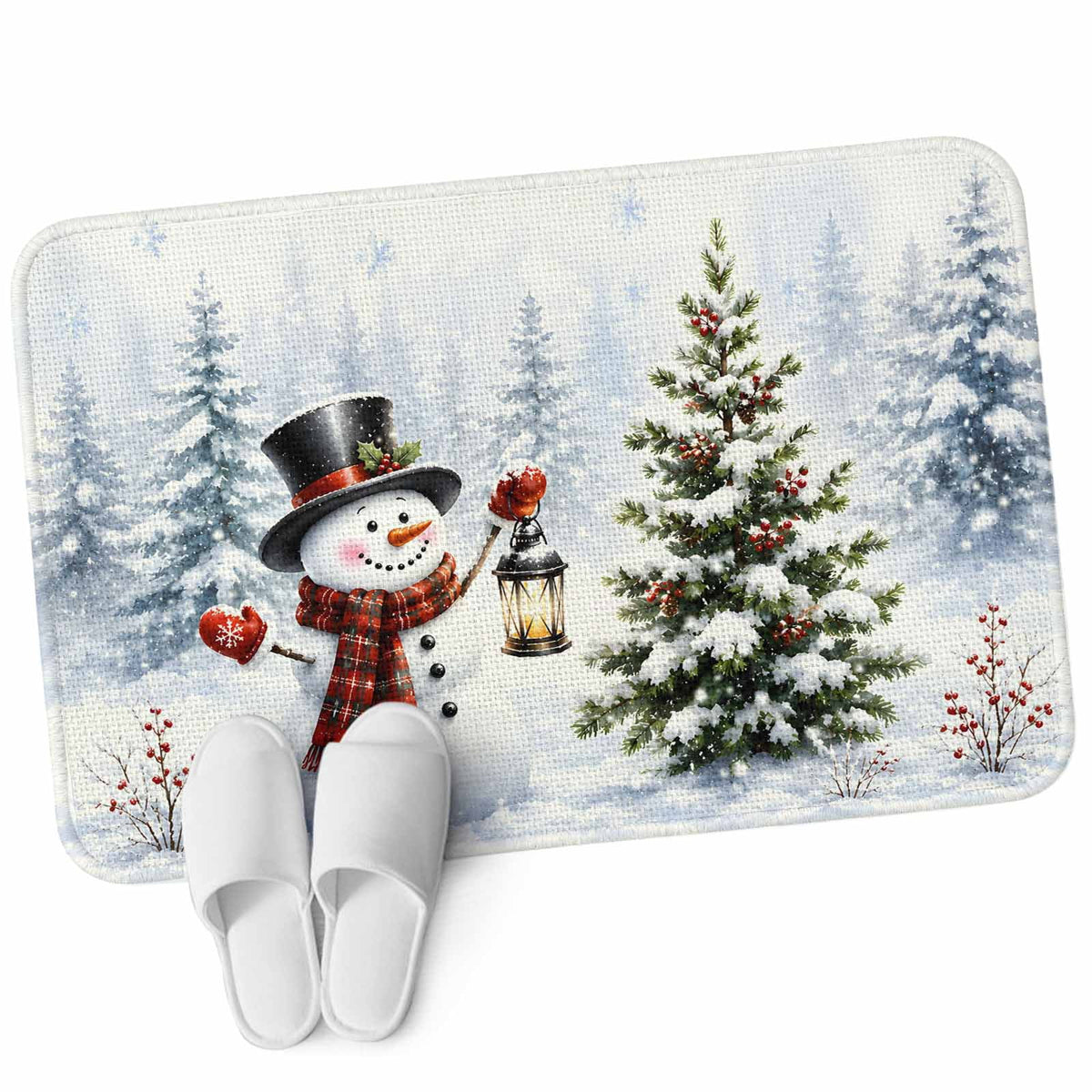 Red Truck Christmas Washable Area Rugs for Living Room Bedroom, Large Non Slip Indoor Floor Carpet Absorbent Xmas Tree Gnomes Navy Blue Snowflake Door Mat Rugs for Bathroom Entryway 63"x90.6"