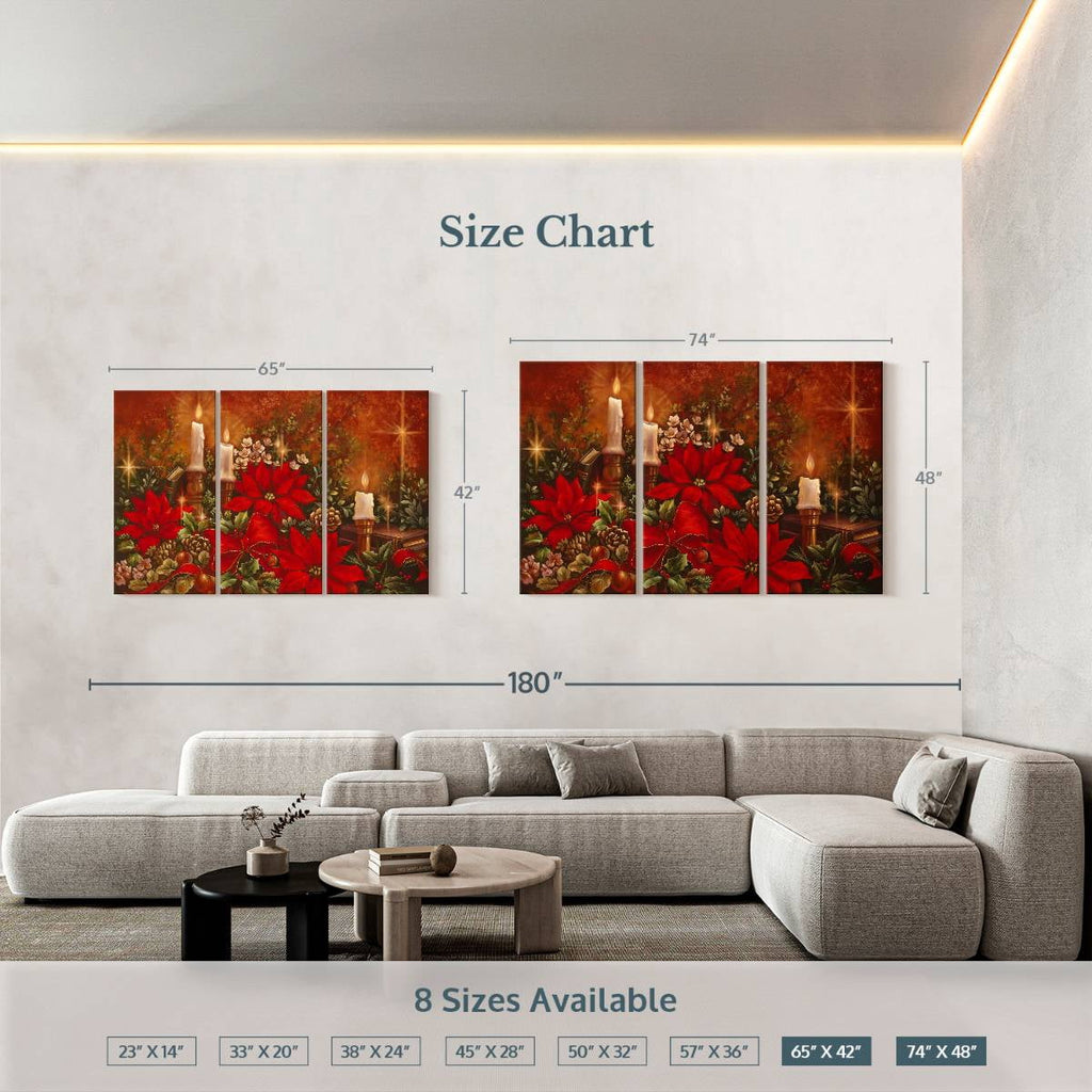 Elephant Stock Moonlit Skaters Wall Art - Horizontal Multi Panel Canvas - Living Room Wall Decor - Holiday Multi Panel - Blue And White Decor By Marilyn Dunlap - 74" x 48"