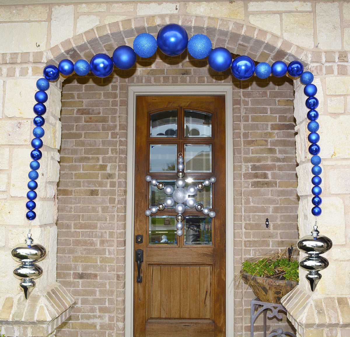 Christmas By Krebs Ornament, Large Commercial Grade Indoor and Outdoor Shatterproof Plastic, UV and Water Resistant Ball Ornament Decorations (Shiny Azure Blue, 12 inch (300mm))