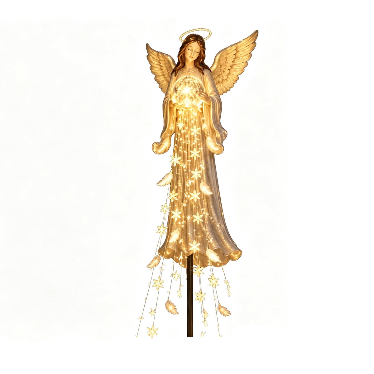 Clearance Christmas Solar Santa Magic Fountain Light - 32" Flowing Snowflake LED Garden Stake Light, Christmas Decorations Outdoor for Yard Porch