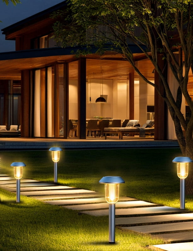 SUNLINKCO Solar Garden Lights Outdoor, 8 Pack Solar Powered Lawn Lights, 3000K Warm White, Outside Waterproof Decor Landscape Lighting, Auto On/Off, Walkway Light for Pathway, Yard, Driveway