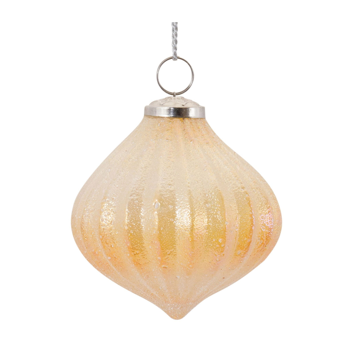 Melrose International Ribbed Glass Ornament (Set of 6)
