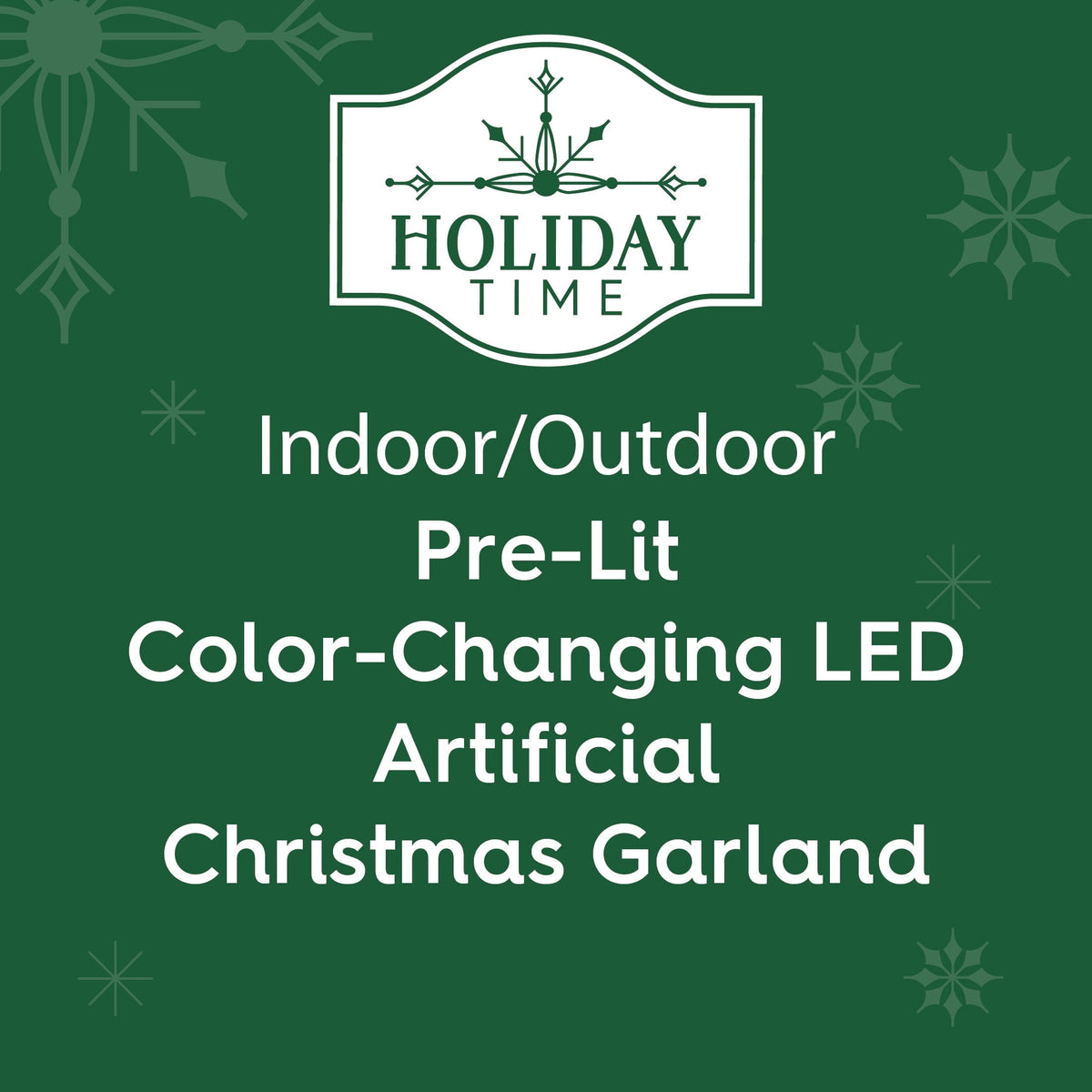 Indoor/Outdoor Soft Pine Pre-Lit Color-Changing LED Artificial Christmas Garland, Green, 25', by Holiday Time