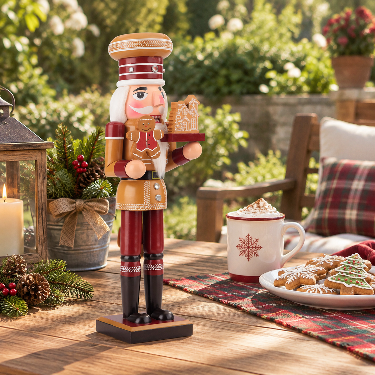 14 Inch Gingerbread Wooden Christmas Nutcracker Soldier Festive Decor