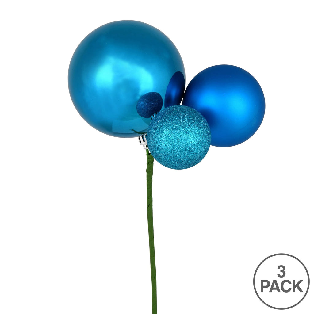 Vickerman 18" Honey Gold Orn Pick 3 per Bag. Features shiny, matte and glitter ornaments.