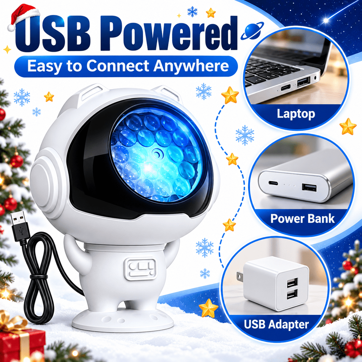 2026 New Upgraded 4K Smart Dynamic 5D Holographic Night Light Projector, 2-in-1 Galaxy & Ocean Star Ceiling Projector with 24 HD Films, 360° Flexible USB Powered Lamp for Bedroom Decor & Car GIft