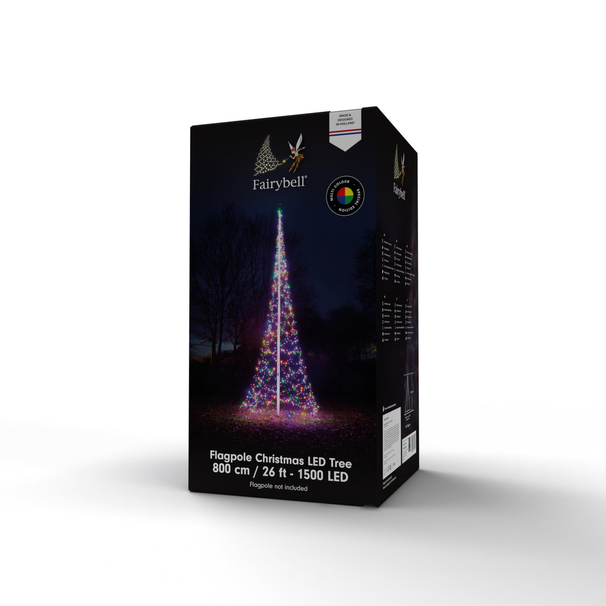 Fairybell Outdoor LED Christmas Tree (25FT 1500 LED Lights) Easy Install, Warm White Color, Pole Sold Separately