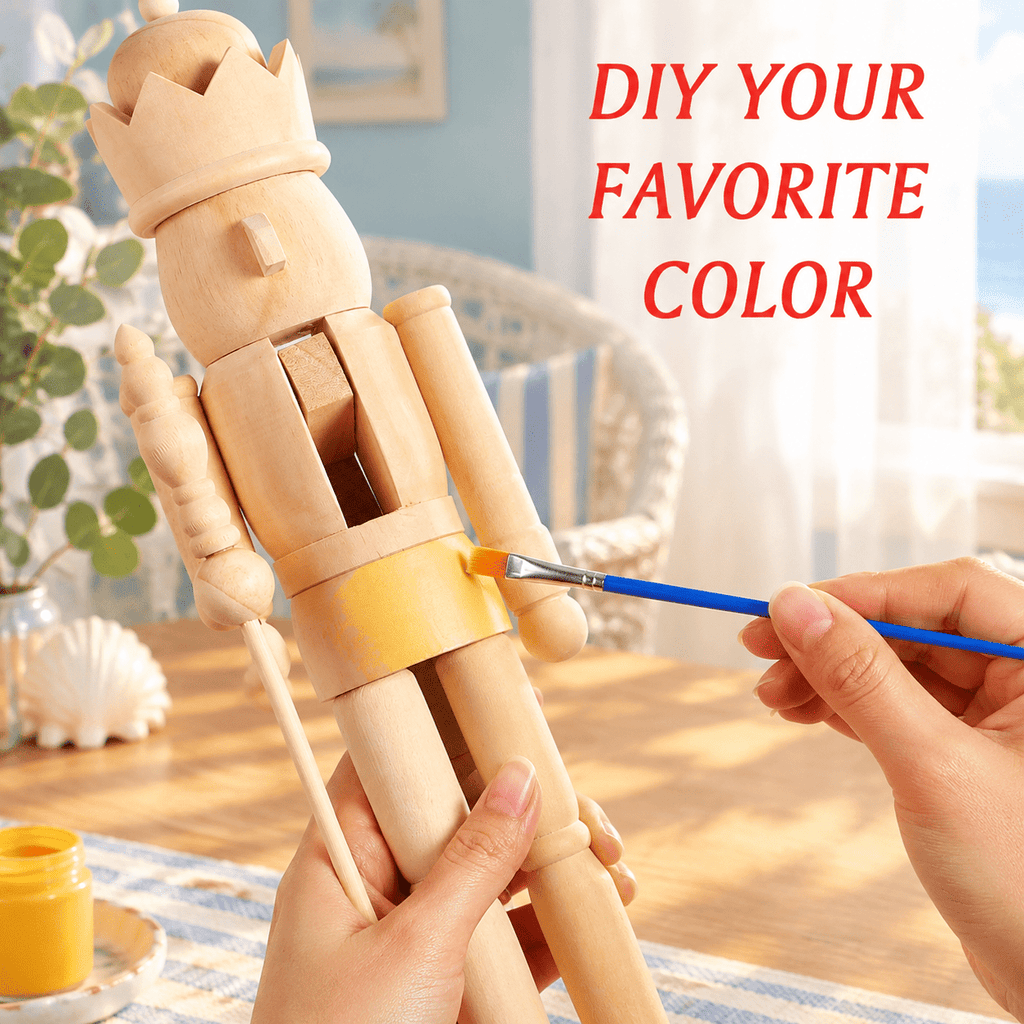 15.75 Inch Unfinished Wooden Nutcracker Figurine DIY Christmas Decoration
