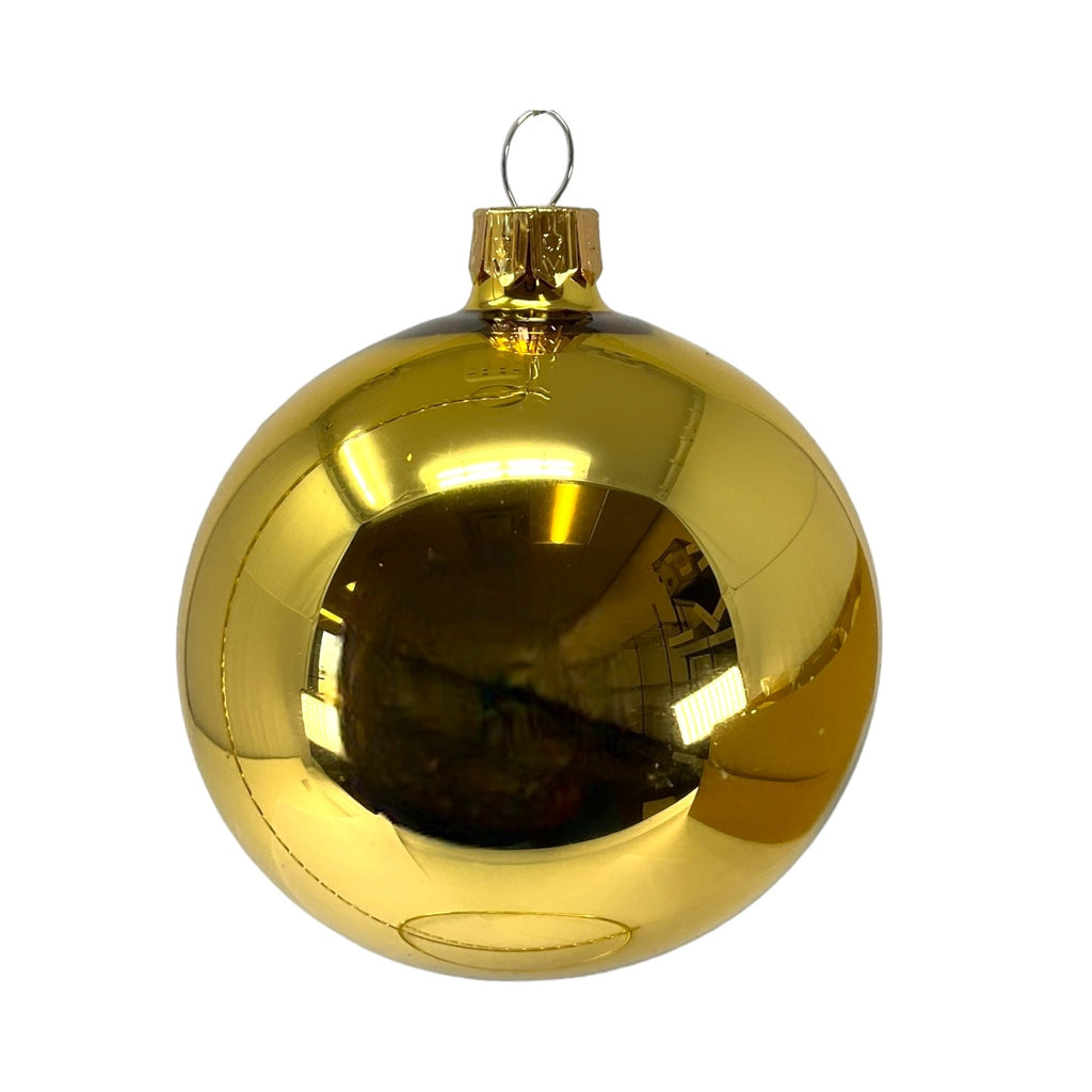 Pinnacle Peak Trading Gold Shiny and Matte Polish Glass 80mm Ball Bauble Ornaments 6 Piece Made in Poland 3.1 Inch