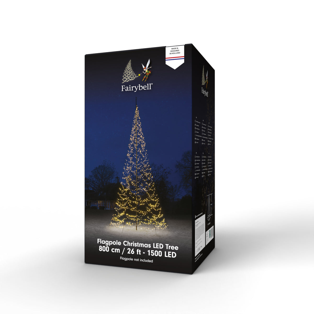 Fairybell Outdoor LED Christmas Tree (25FT 1500 LED Lights) Easy Install, Warm White Color, Pole Sold Separately