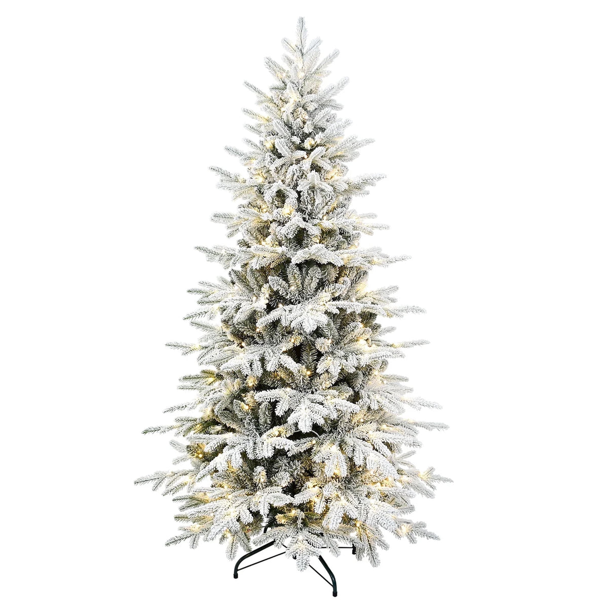 Mayhihi 7 ft Pre-Lit Flocked Christmas Tree, Artificial Tree with 400 Multicolored & White LED Lights, 2086 PE & PVC Branches