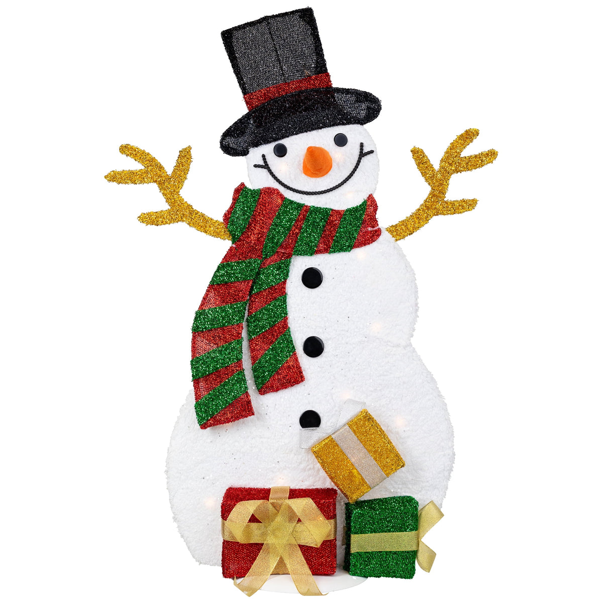 Northlight Lighted Smiling Snowman with Gifts Outdoor Christmas Decoration - 31" - Clear Lights