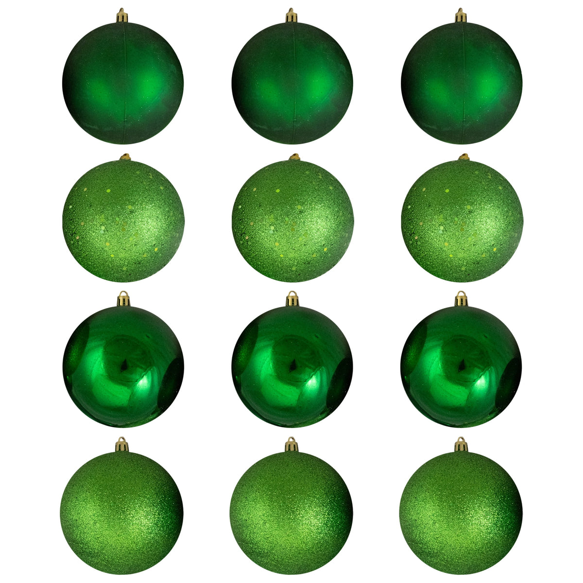 Northlight 12ct Shatterproof 4-Finish Christmas Ball Ornament Set 4" - Green