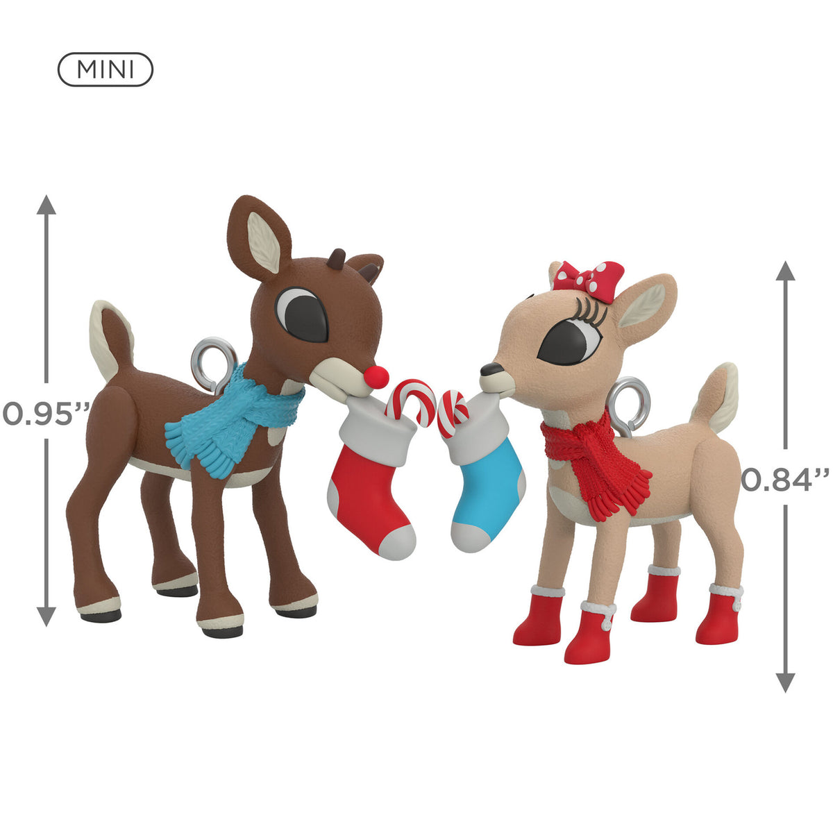 Hallmark QXM8245 Mini Rudolph the Red-Nosed Reindeer Rudolph & Clarice (Set of 2) 2021 Ornaments