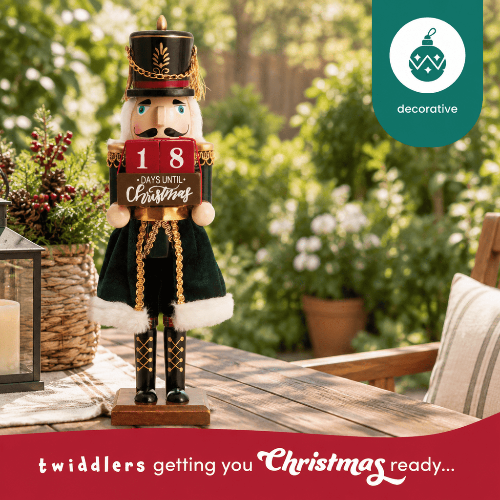 12-inch Wooden Christmas Nutcracker Countdown Decorative Advent Figure