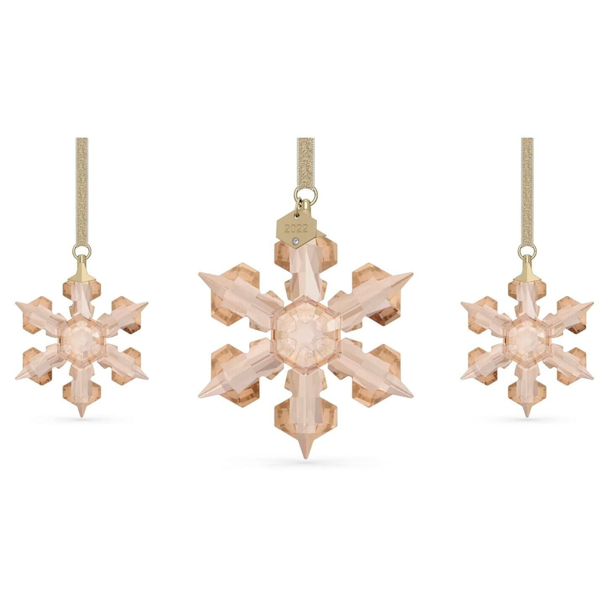 Swarovski Crystal Festive Annual Edition 2022 Ornament Set, Gold Tone, 5634890