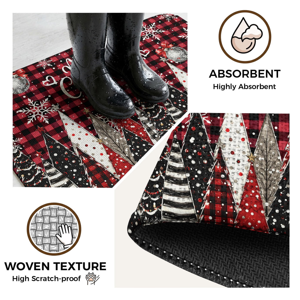 Red Truck Christmas Washable Area Rugs for Living Room Bedroom, Large Non Slip Indoor Floor Carpet Absorbent Xmas Tree Gnomes Navy Blue Snowflake Door Mat Rugs for Bathroom Entryway 63"x90.6"