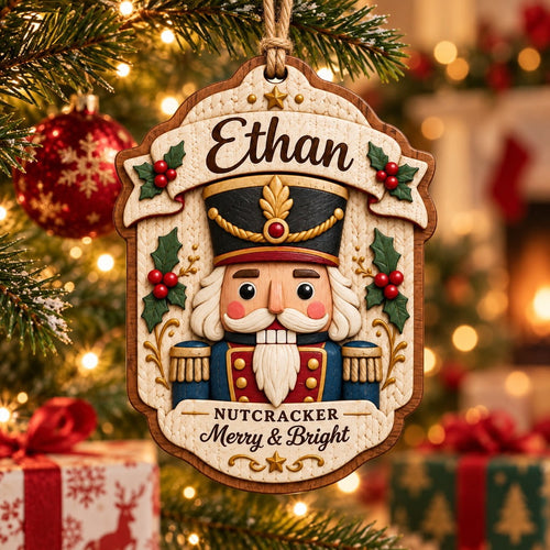 2-Layer Wooden Ornament Nutcracker Christmas Tree Hanging for Holiday Gifts