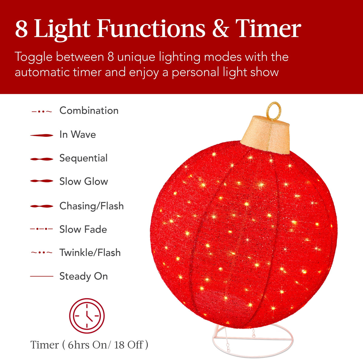 Best Choice Products 2pc Lighted Pop-Up Christmas Ornaments Outdoor Holiday Decoration w/ 220 LED Lights - Red/Green