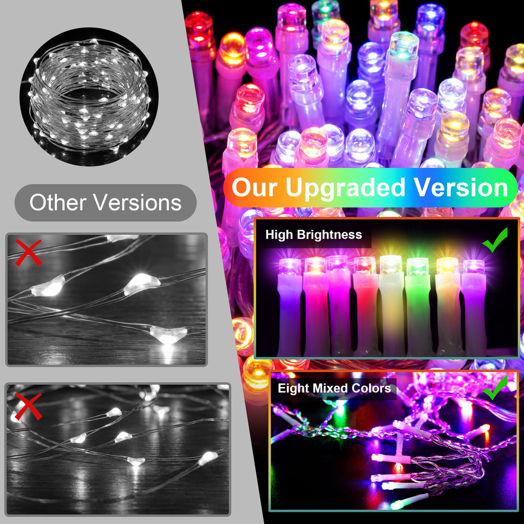 Scidweet Christmas Icicle String Lights, 33ft 400 LED Fairy Twinkle Lights 8 Modes Plug in Light for Holiday Wedding Party Home Indoor Outdoor Decoration, Cool White
