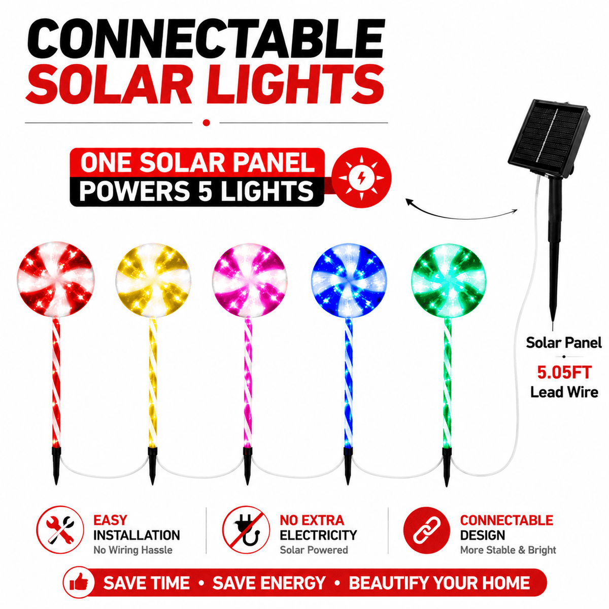 2 Pack Solar Powered Christmas Tree Lights, Outdoor Holiday Decor with 40 Bright LEDs, Waterproof Xmas Garden Decorations for Pathway, Yard, Grave and Lawn