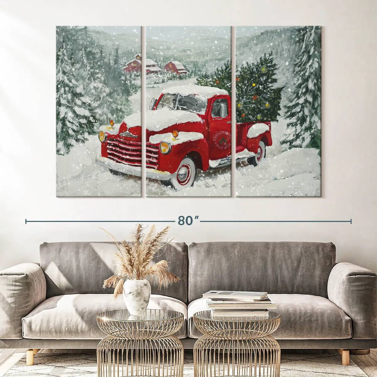 Elephant Stock Moonlit Skaters Wall Art - Horizontal Multi Panel Canvas - Living Room Wall Decor - Holiday Multi Panel - Blue And White Decor By Marilyn Dunlap - 74" x 48"