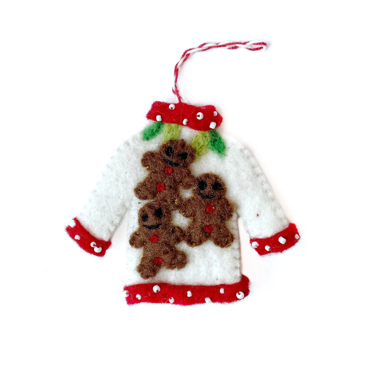 Ugly Christmas Sweater Ornament Trio - Felt Wool Fair Trade Handmade Nepal