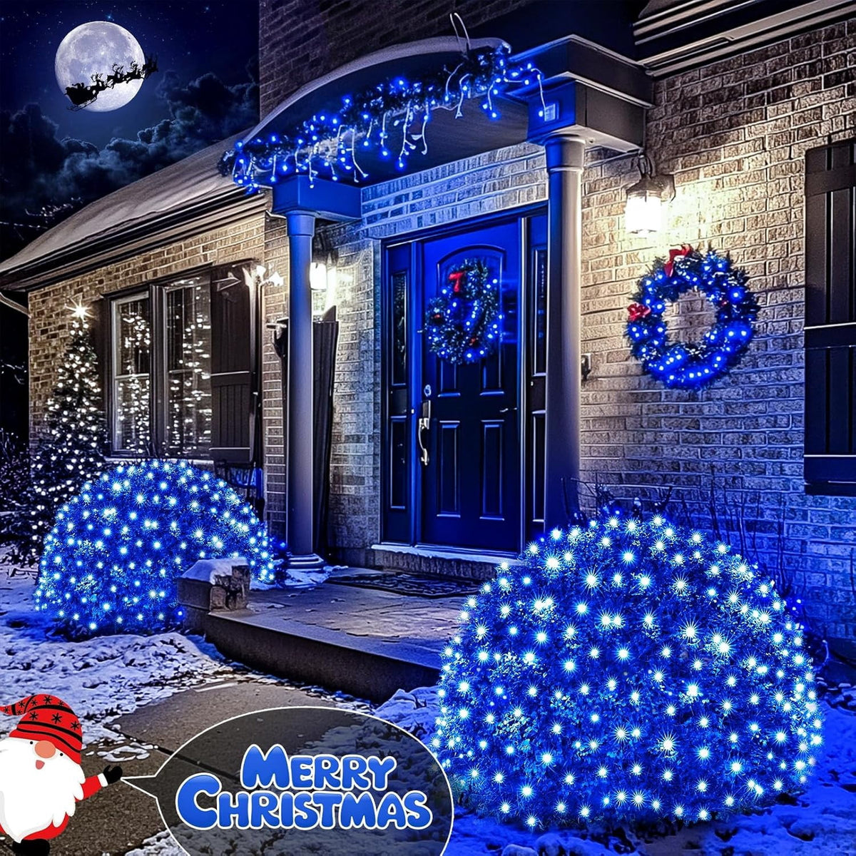Christmas Net Lights Outdoor, 192 LED 9.8Ft x 6.6Ft Net Lights, Waterproof Christmas Outdoor Mesh Lights for Tree Bushes Holiday Party Garden, Holiday Wedding Party Decorations
