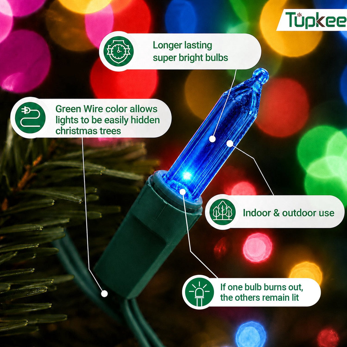 Christmas Random Shimmering Twinkle Lights - 24 of 100 Lights Twinkle Indoor Outdoor - 20.5 Feet Light String, 100 Clear Bulbs - Christmas Tree Holiday Decor Sparkling Twinkling Christmas Lights