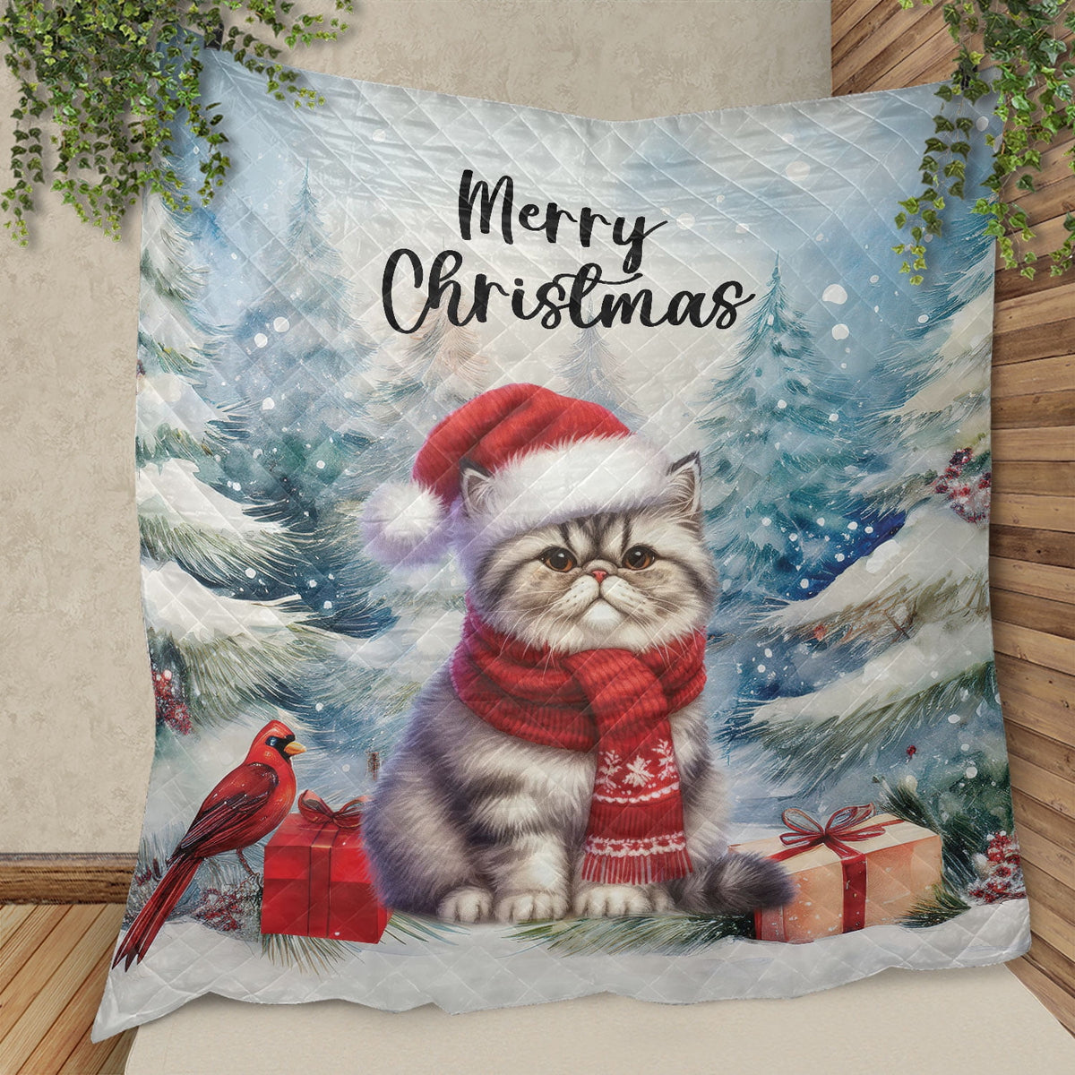 Merry Christmas Sphynx Enjoys Catmas Winter Xmas Holiday Quilt Bedding Set Cat Lover Kitten Owner Gifts Idea 1 Blanket Bed Cover 2 Pillowcases - 02022