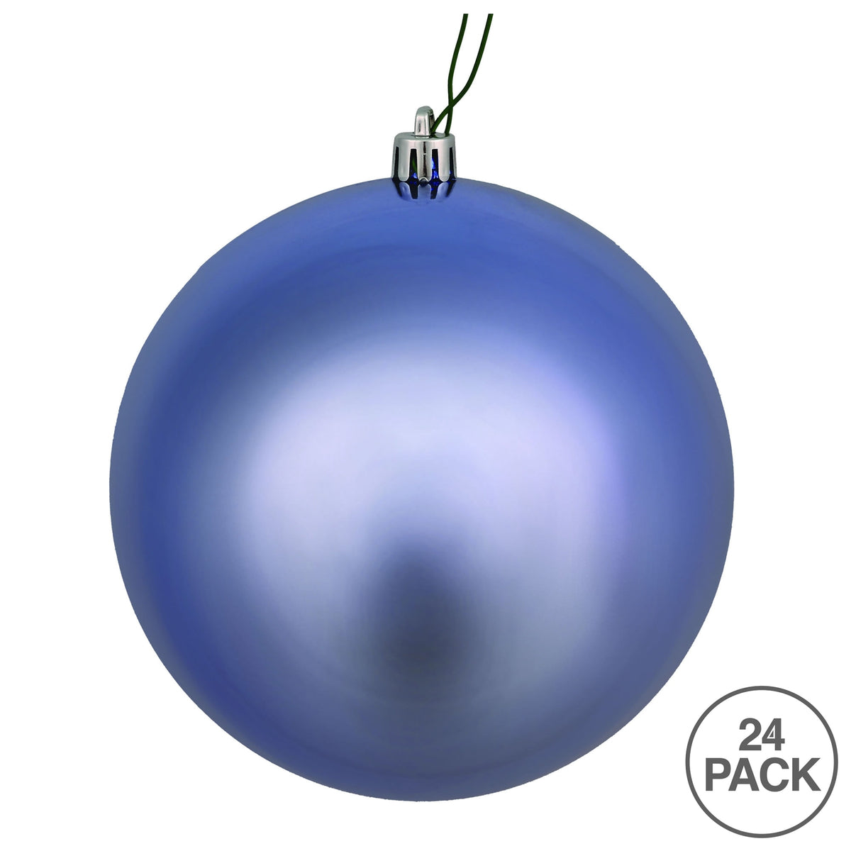 Vickerman 2.4" Christmas Ornament Ball, Silver Shiny Finish, Shatterproof Plastic, UV Resistant, Holiday Christmas Tree Decoration, 24 Pack