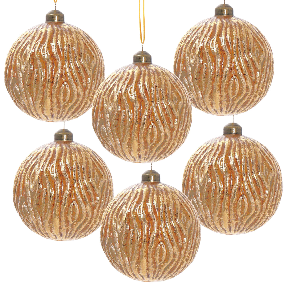 D3.9" Christmas Ball Ornaments, Glass Decorative Hanging Ball Christmas Tree Ornaments for Holiday Party Decorations, Set of 6