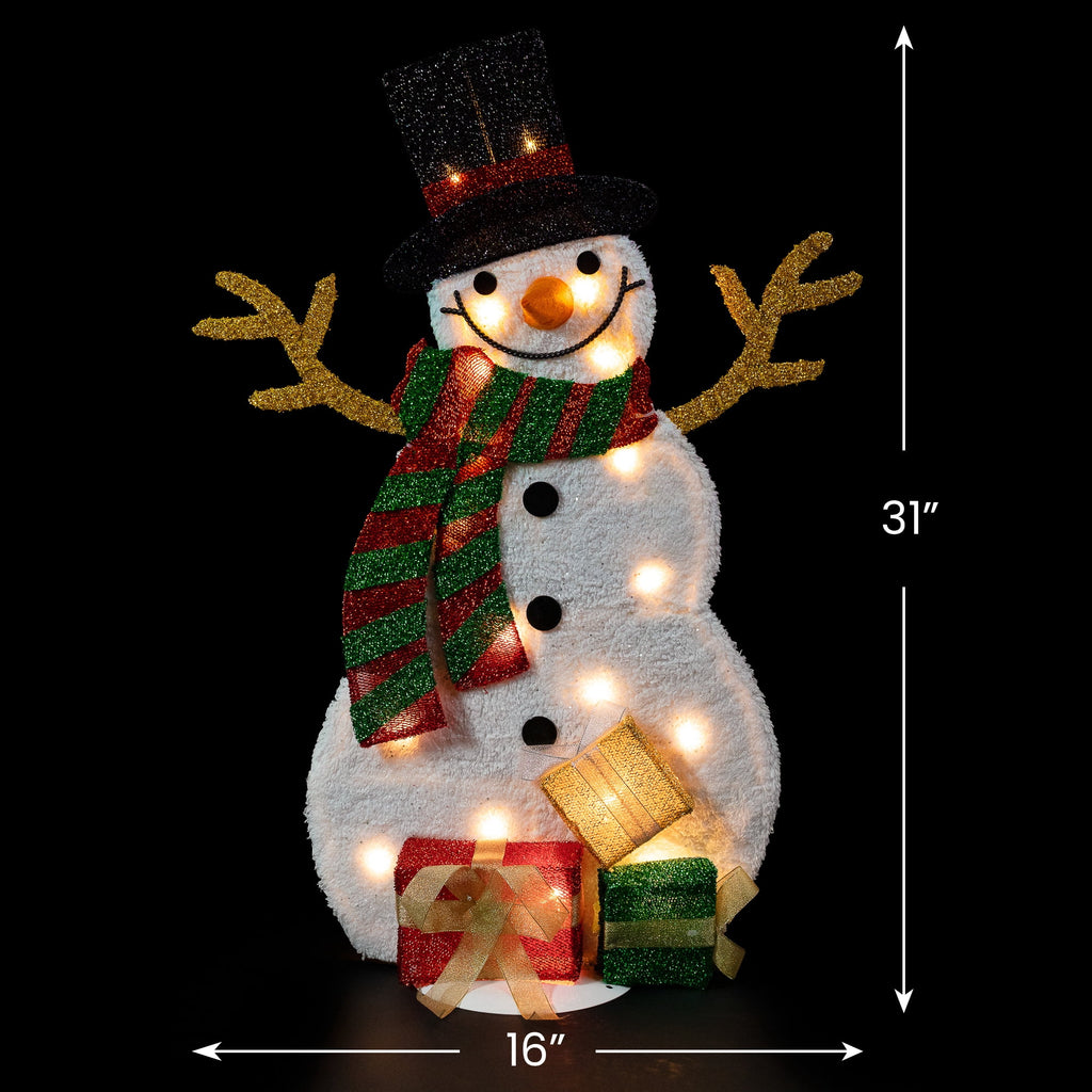 Northlight Lighted Smiling Snowman with Gifts Outdoor Christmas Decoration - 31" - Clear Lights