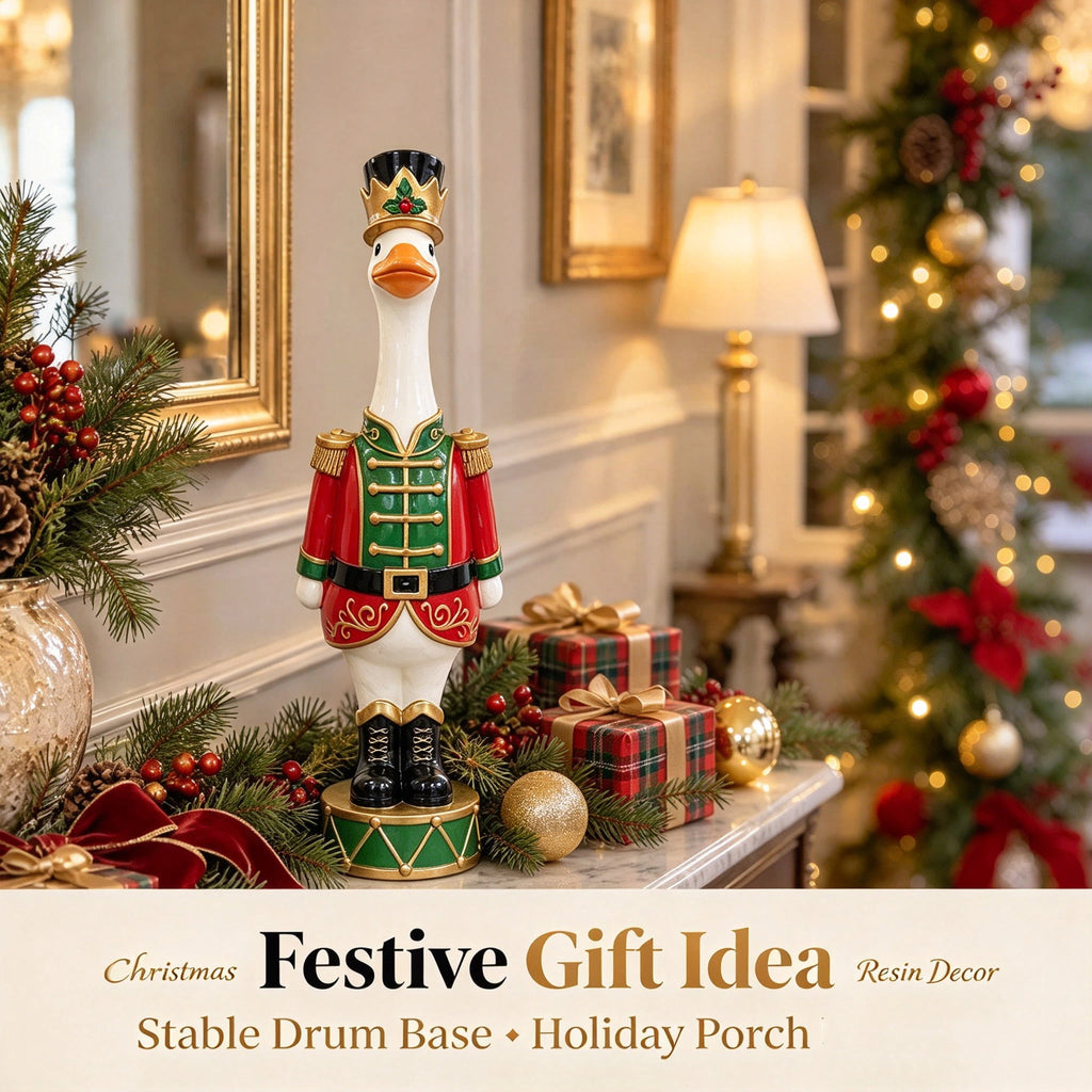 15.7 Inch Resin Nutcracker with Velvet Bow, Christmas Farmhouse Decor, Large Rattan Imitation Soldier Figurine for Floor Mantel Table Home,Rustic Winter Holiday Outdoor Decor,2PCS
